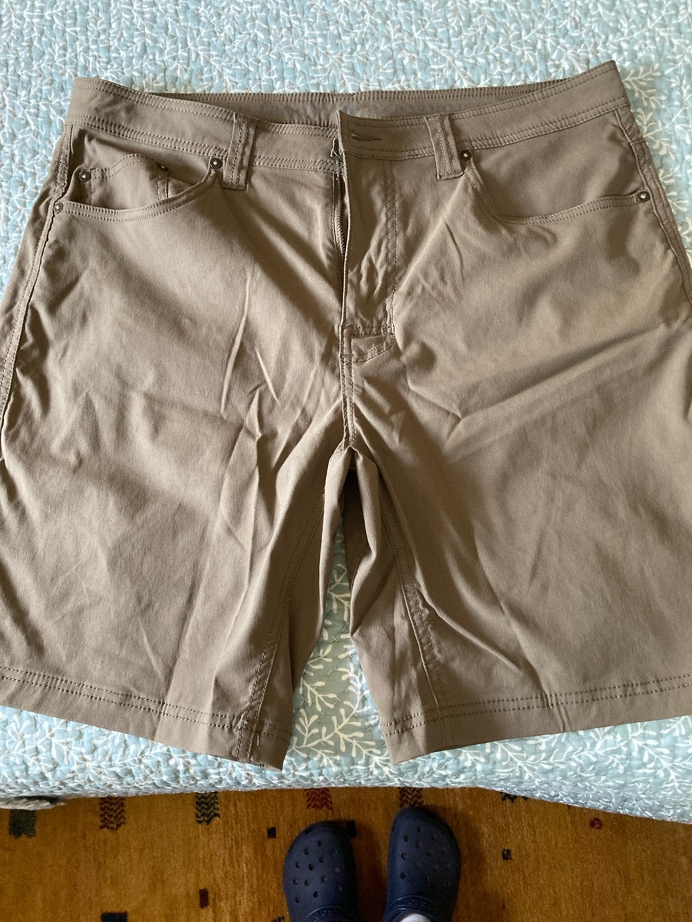 Prana Men's Olive-Brown Flat Front Shorts